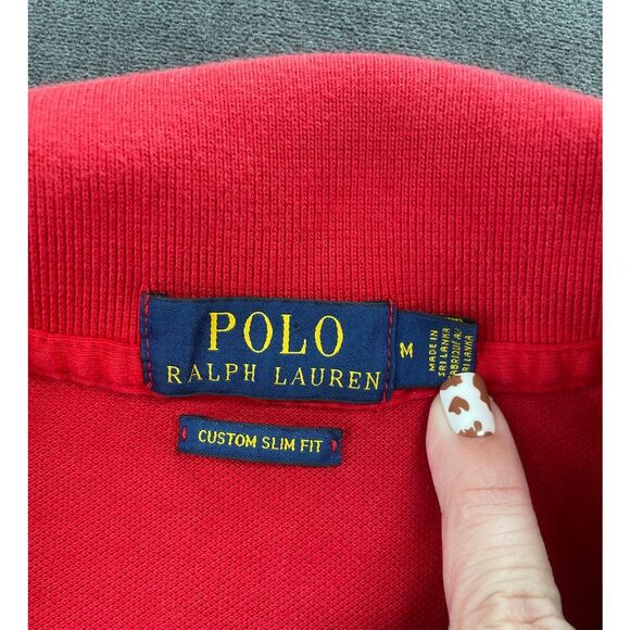 Polo Ralph Lauren Big Pony Polo Shirt Mens M Red Custom Slim Fit Classic 3 - Picture 4 of 11